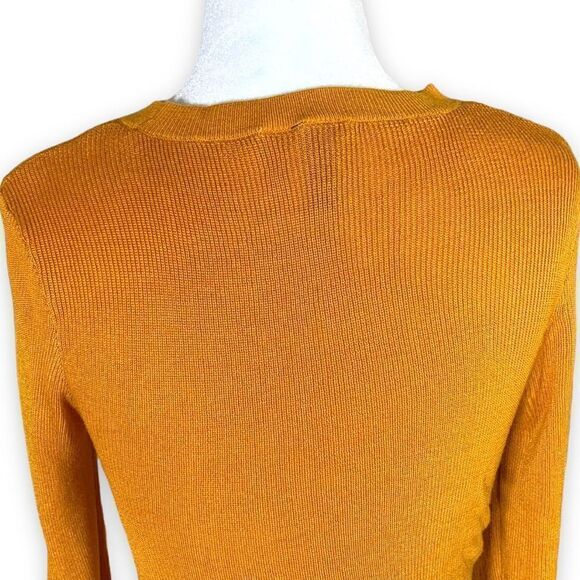 Divided By H&M Sweater Lightweight Yellow High Crewneck Long Sleeve Ribbed Knit - Picture 6 of 10